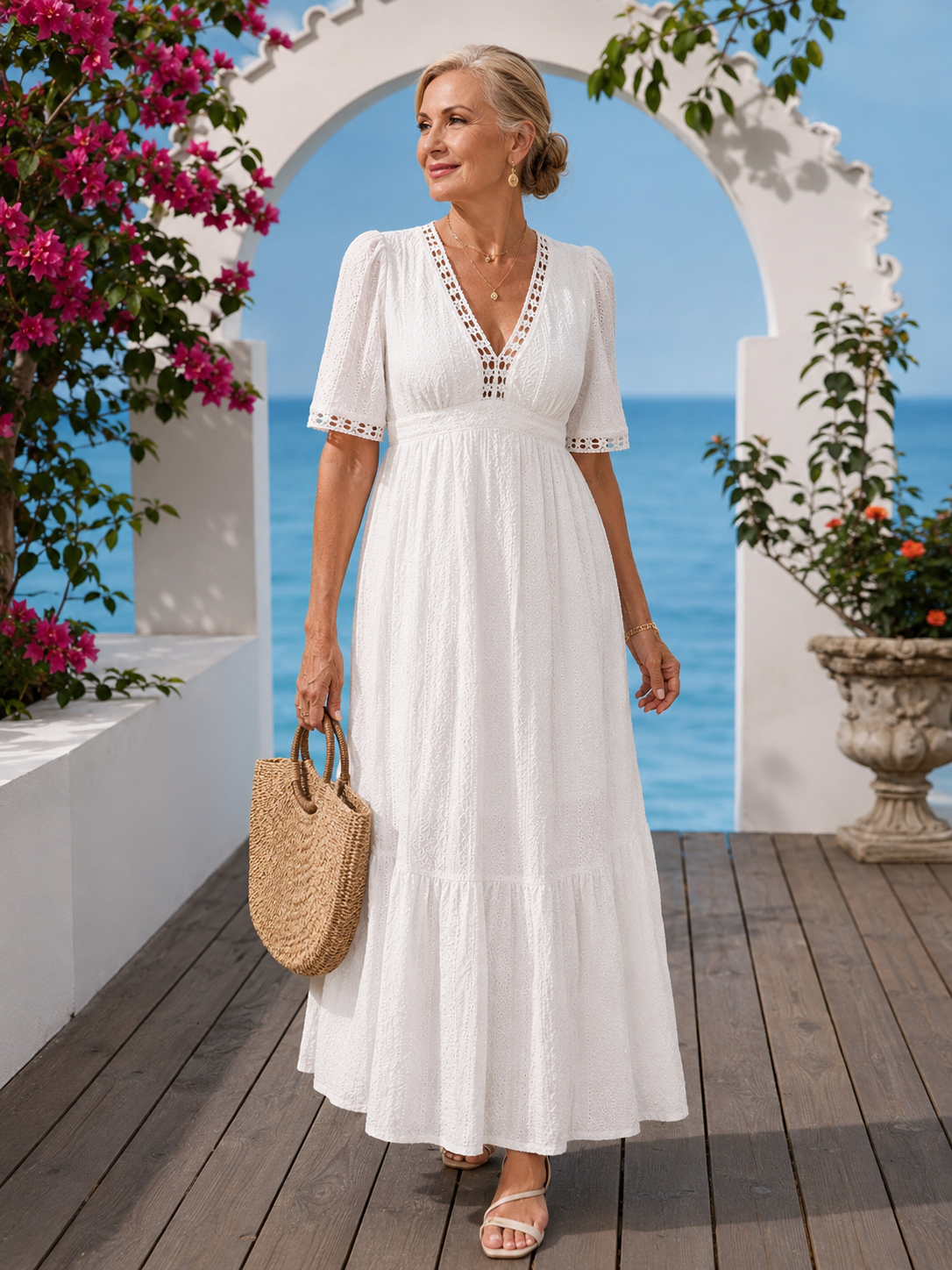 classy summer dress Huilaibazo Women V Neck Dresses A-Line Ruffle Sundress Cap Sleeve Casual Midi 2024 Vacation Sundresses Beige at Amazon Women's Clothing store day wear while still offering full coverage with its flowing silhouette The 33 best summer dresses
