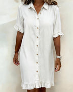 Beverley | Comfortable Denim Dress with Flattering Pleats
