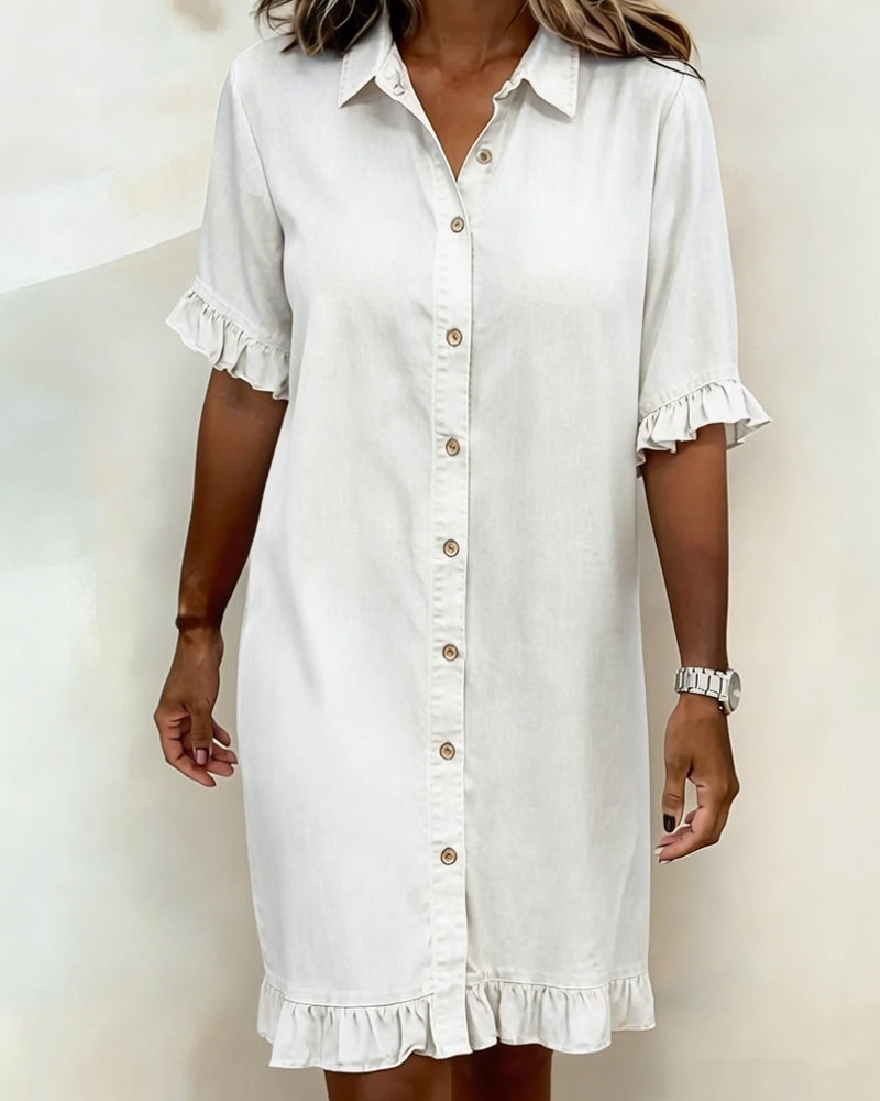 Beverley | Comfortable Denim Dress with Flattering Pleats