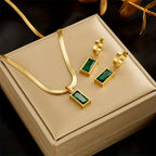 Luxe Emerald Necklace & Earring Set