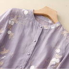 EMILY | COTTON TOP WITH EMBROIDERED FLOWERS