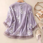 EMILY | COTTON TOP WITH EMBROIDERED FLOWERS