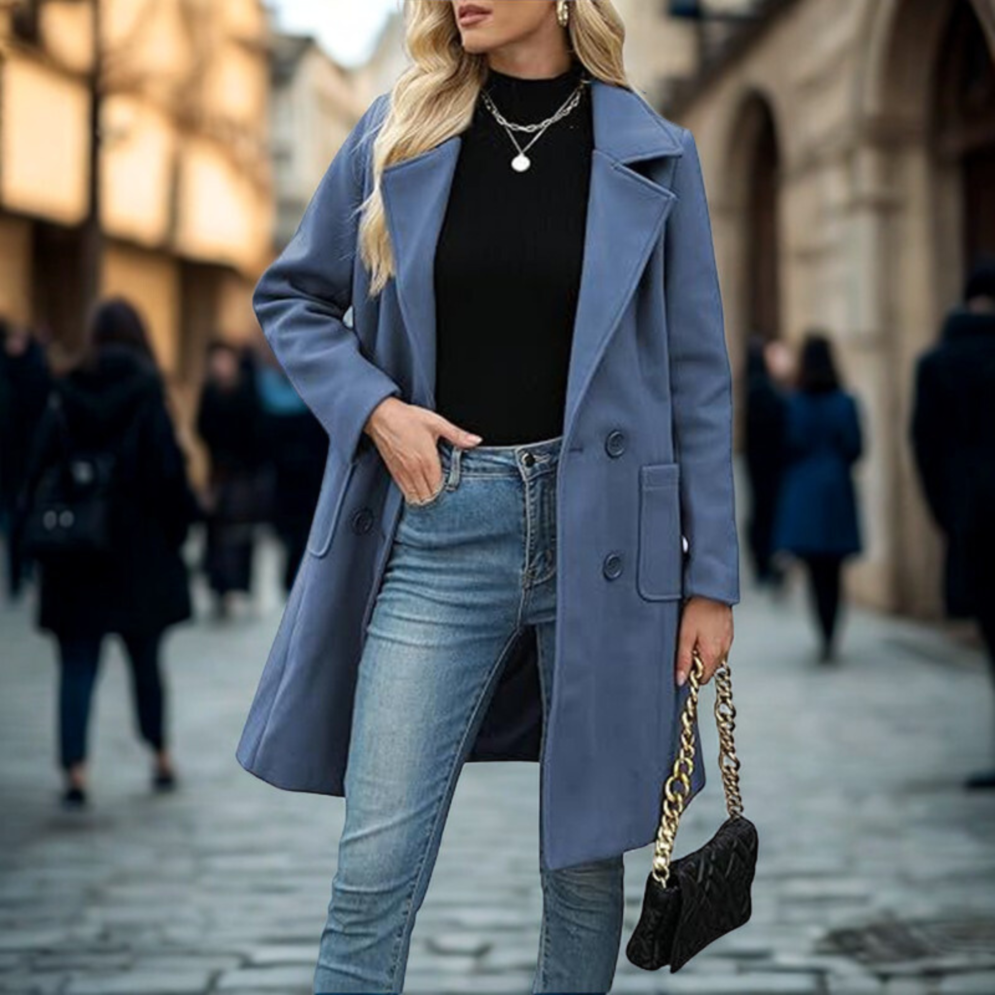 DEMI™ | Casual Mid Length Button Open Front Coat
