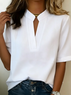 Margaux | Stylish Blouse with a V-Neck and Gold Accents