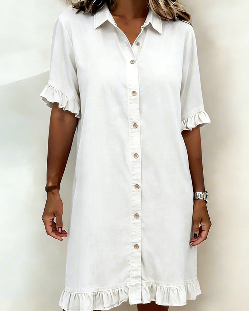 Beverley | Comfortable Denim Dress with Flattering Pleats