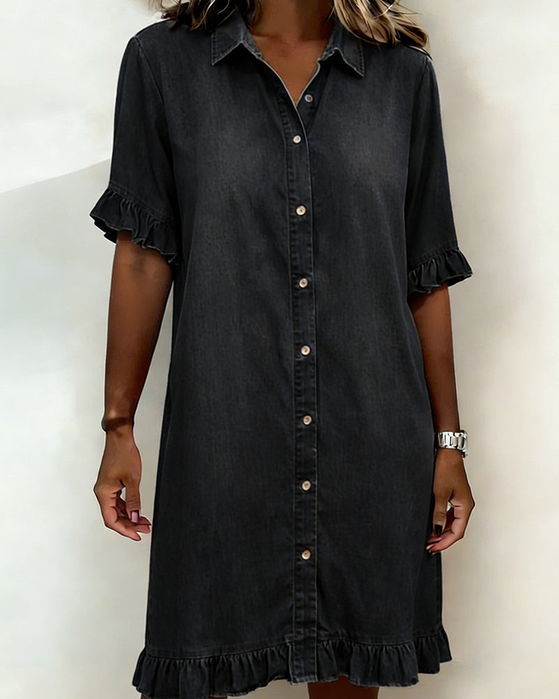 Beverley | Comfortable Denim Dress with Flattering Pleats