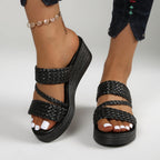 Tresseline™ — Colorful braided wedge mules with a summery, lightweight feel