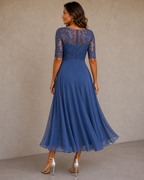 Maria | Elegant Lace and Chiffon Dress