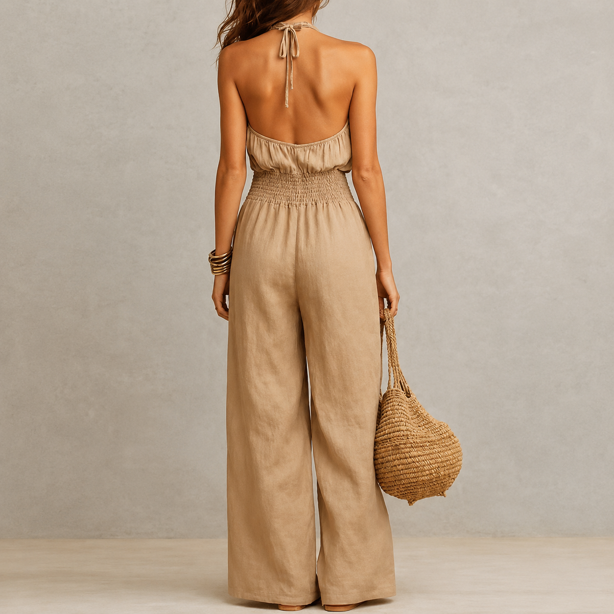 Gaia | Jumpsuit with a halter neck and defined waist