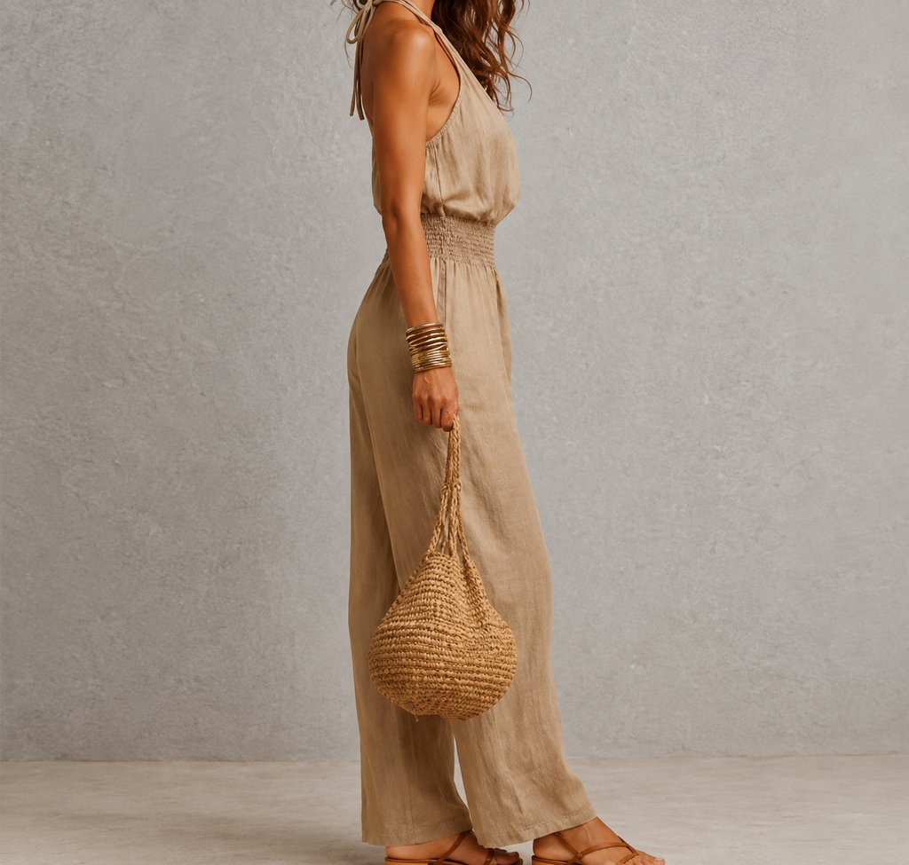 Gaia | Jumpsuit with a halter neck and defined waist