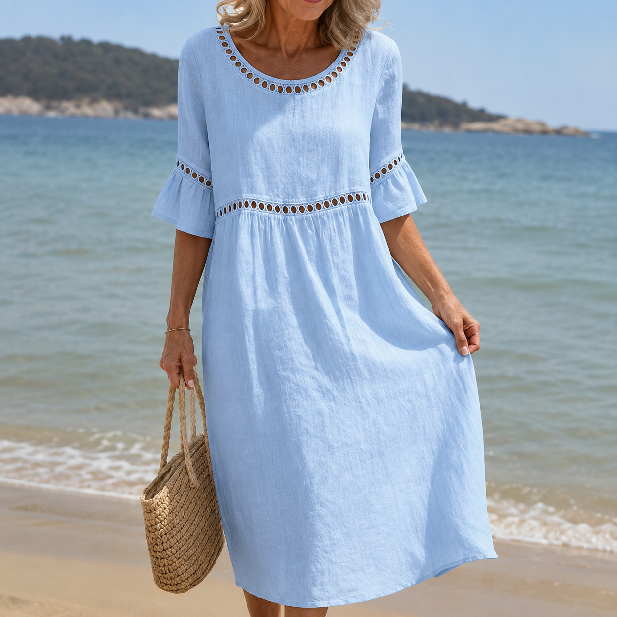 Hélène | Long Linen Dress with a Flat-Tummy Effect