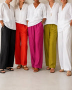 Amalia | Pantalon fluide en coton et lin