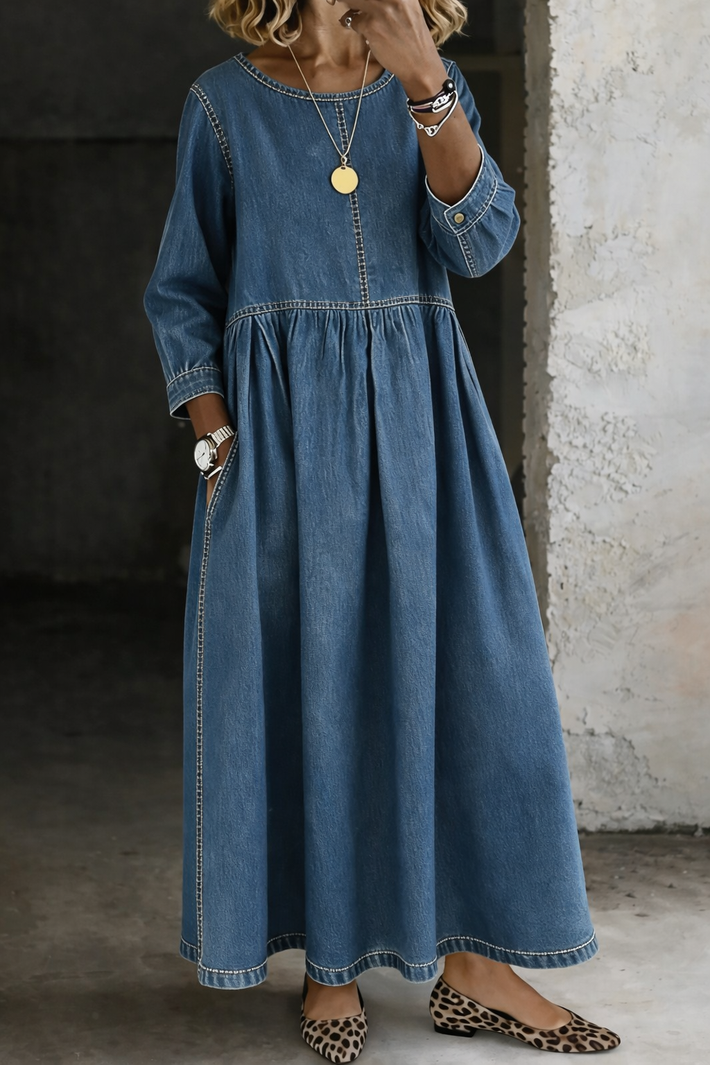 Olivia | Denim Maxi Dress