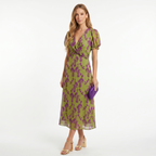 Sofia | Midi dress with floral print and short sleeves