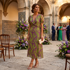 Sofia | Midi dress with floral print and short sleeves