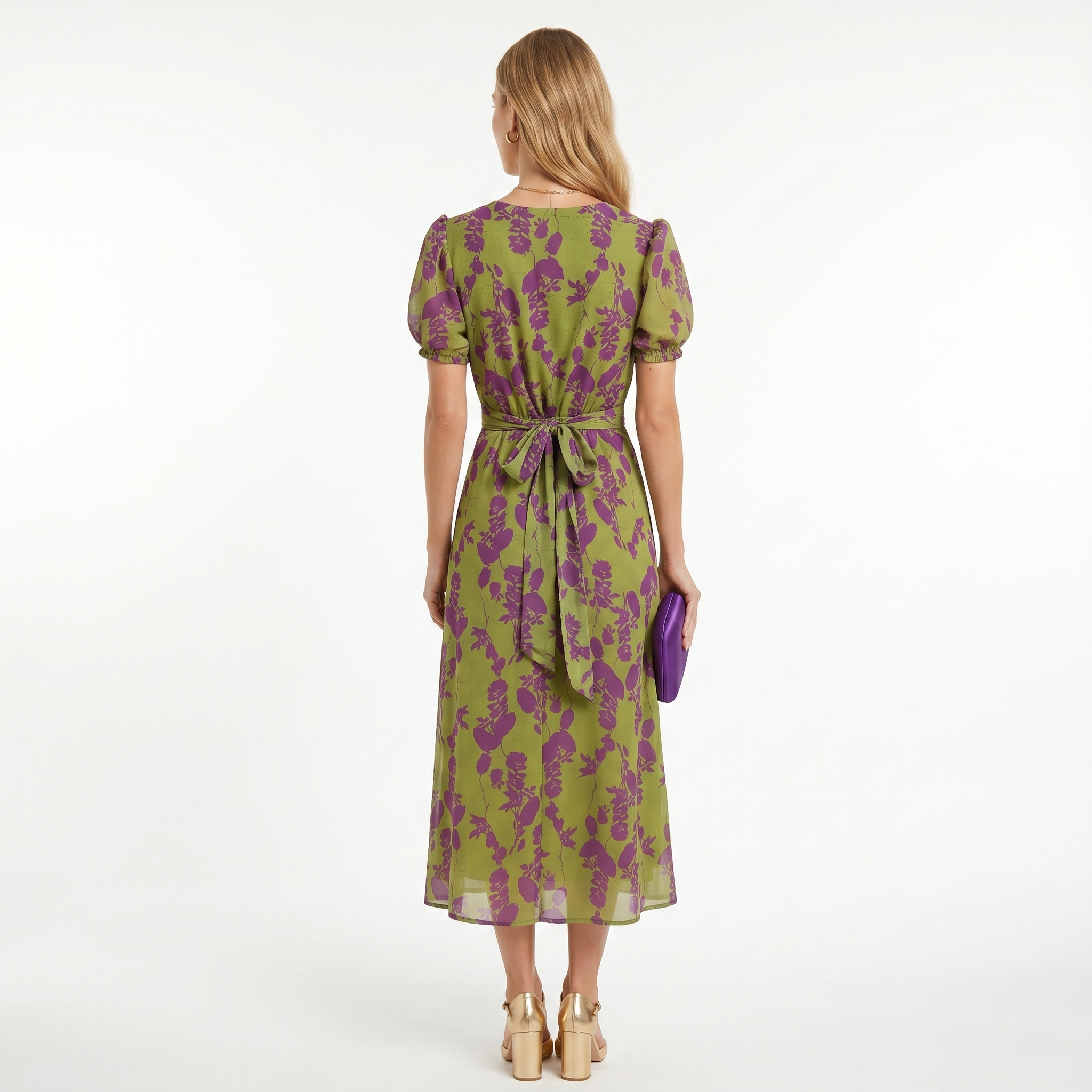 Sofia | Midi dress with floral print and short sleeves