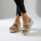 Tresseline™ — Colorful braided wedge mules with a summery, lightweight feel