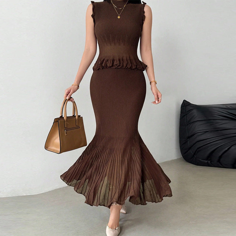 Léonie - Two Piece Ruffle Fishtail Knit Set