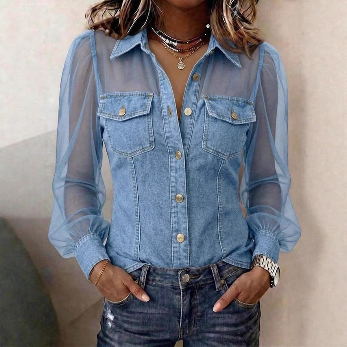 Arabella Sinclair™ | Graceful Denim Blouse