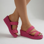 Tresseline™ — Colorful braided wedge mules with a summery, lightweight feel
