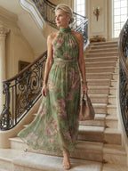Naomi | Midi Floral Summer Dress with Halter Neck