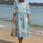 Alghero – Women's Dress with Floral Embroidery