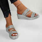 Tresseline™ — Colorful braided wedge mules with a summery, lightweight feel