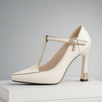 Grace - Pointed Toe T-Strap Heels