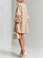 Elegant Amara Mini Dress with Floral Buttons