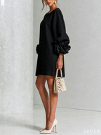 Elegant Amara Mini Dress with Floral Buttons