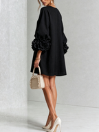 Elegant Amara Mini Dress with Floral Buttons
