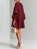 Elegant Amara Mini Dress with Floral Buttons