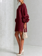 Elegant Amara Mini Dress with Floral Buttons