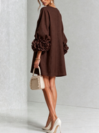Elegant Amara Mini Dress with Floral Buttons