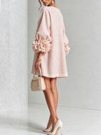 Elegant Amara Mini Dress with Floral Buttons