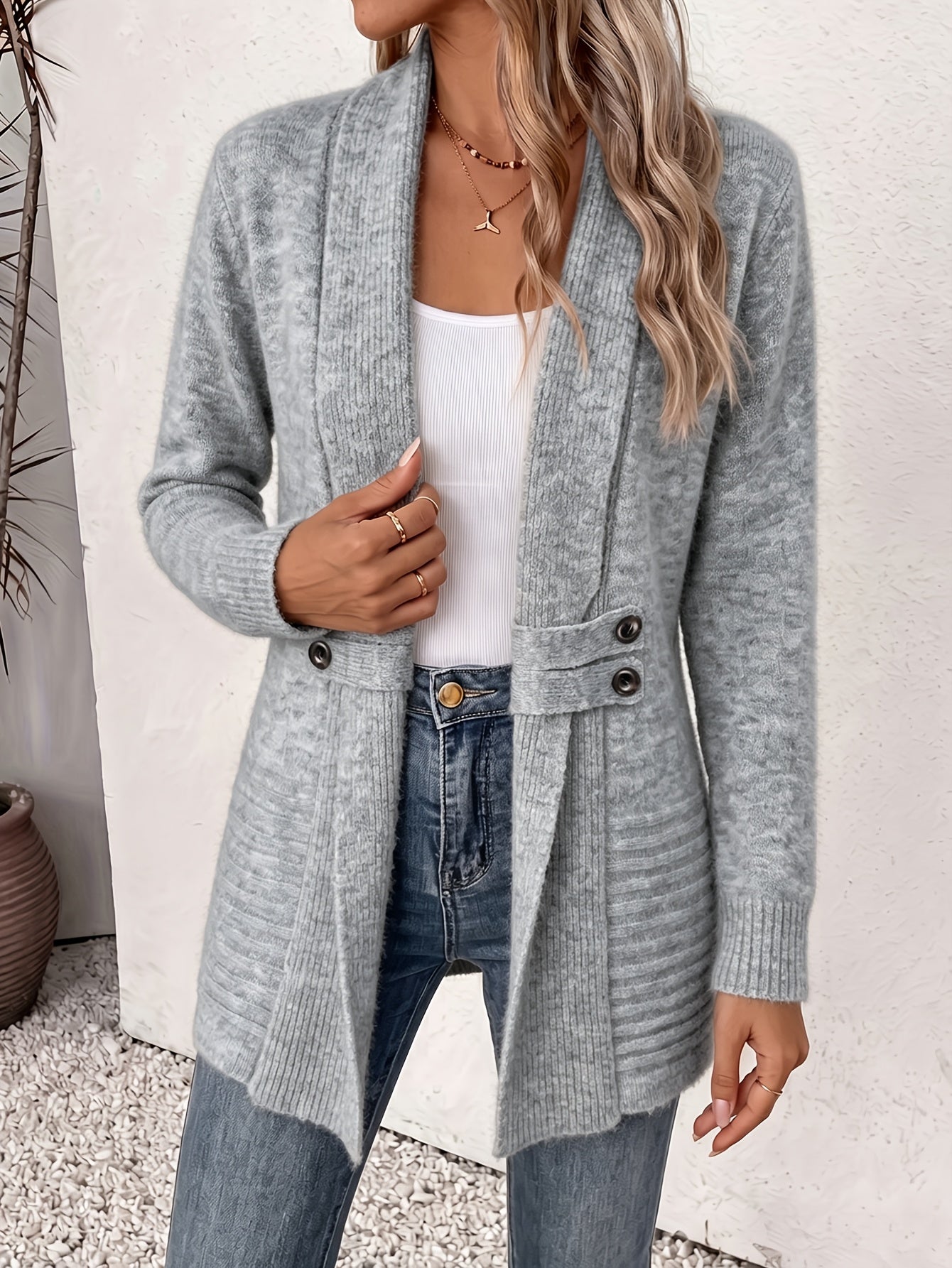Xalviere | Elegant Women’s Cardigan – Open Front & Tapered Waist