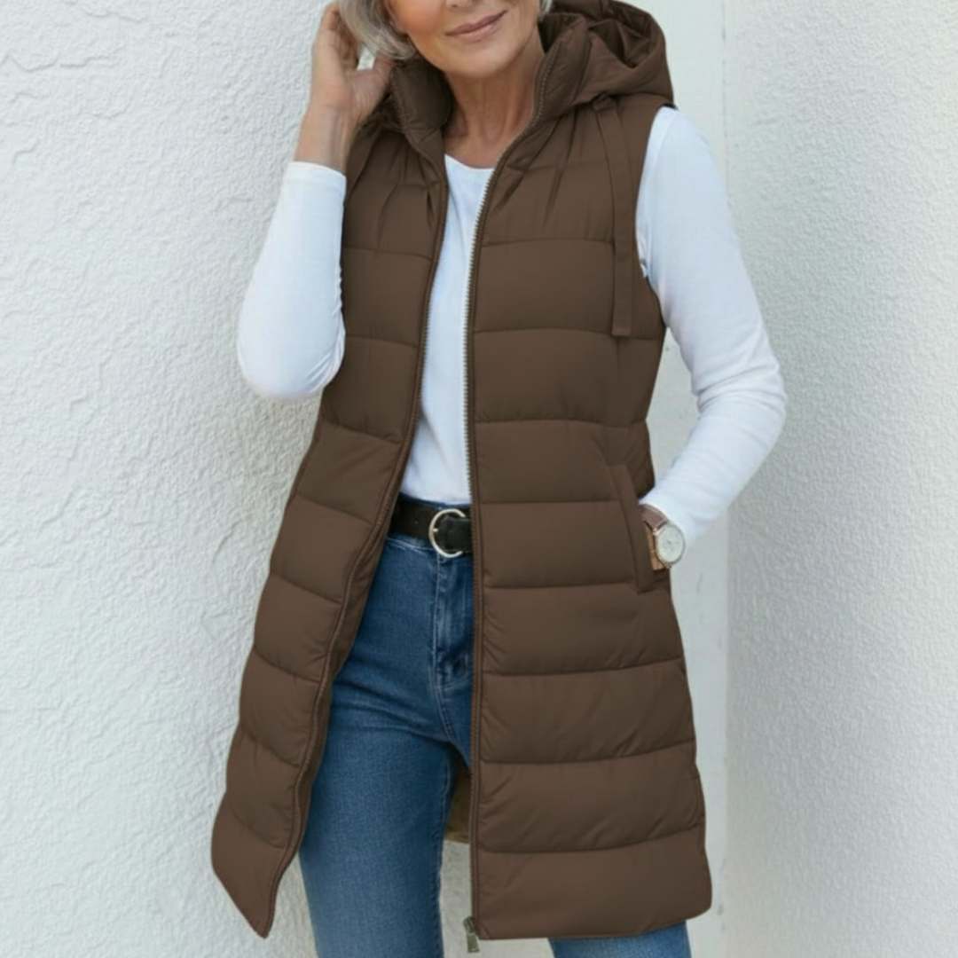 RAIN™ | Casual Sleeveless Hood Long Puffer Vest