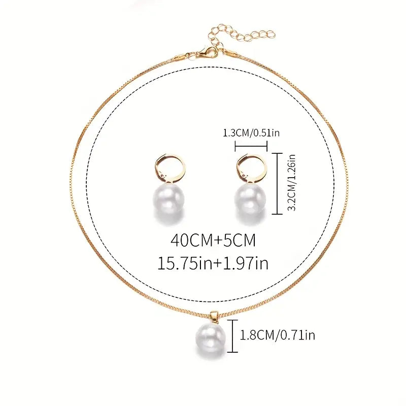Elegant Graceful Pearl Necklace Set