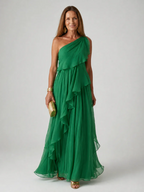 Valentina | Long asymmetrical dress with ruffles