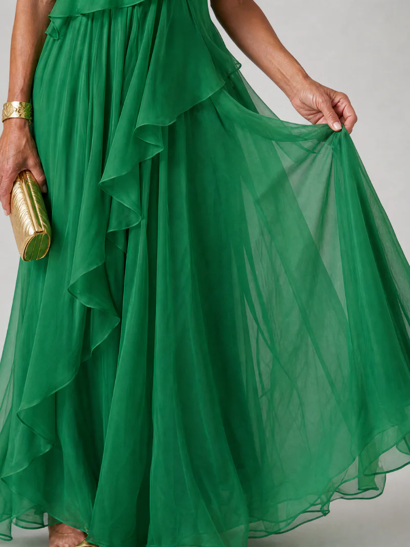 Valentina | Long asymmetrical dress with ruffles