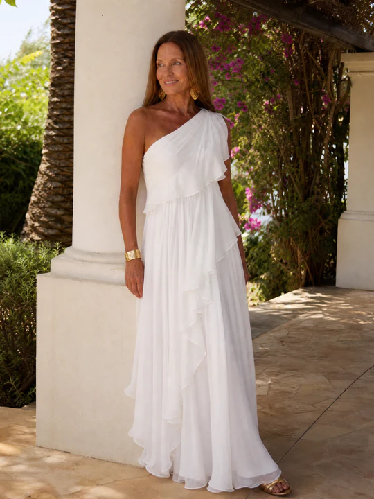 Valentina | Long asymmetrical dress with ruffles