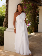 Valentina | Long asymmetrical dress with ruffles