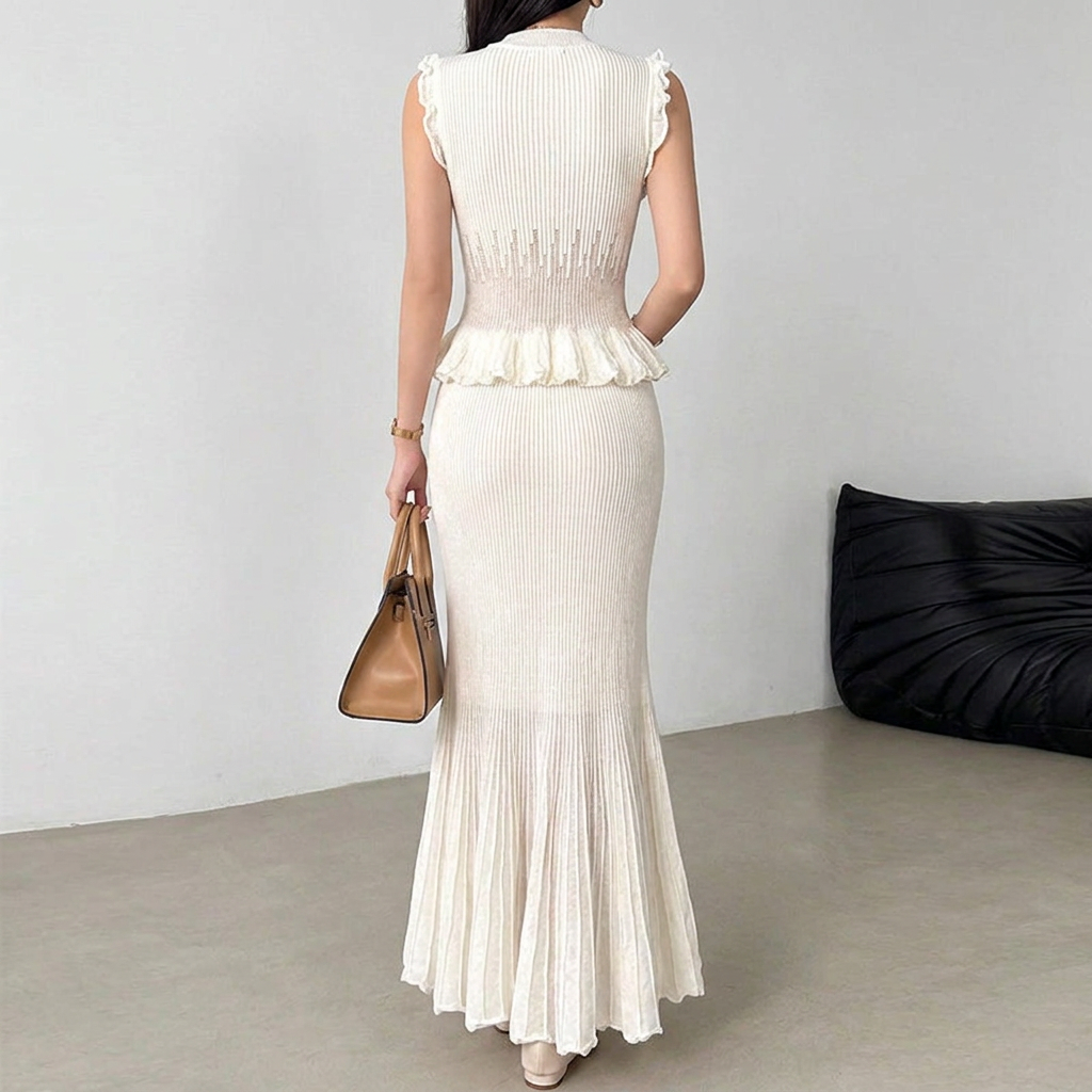 Léonie - Two Piece Ruffle Fishtail Knit Set