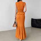 Léonie - Two Piece Ruffle Fishtail Knit Set