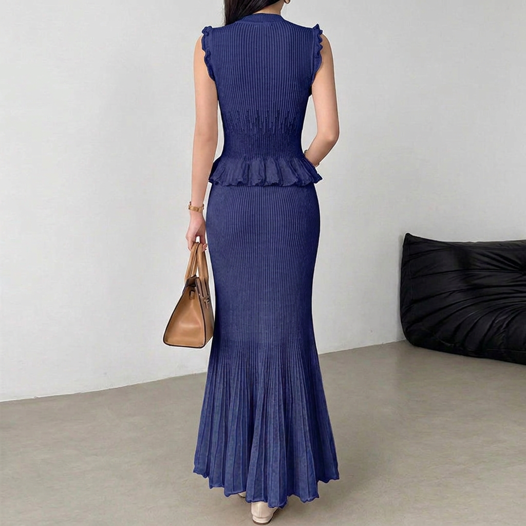 Léonie - Two Piece Ruffle Fishtail Knit Set