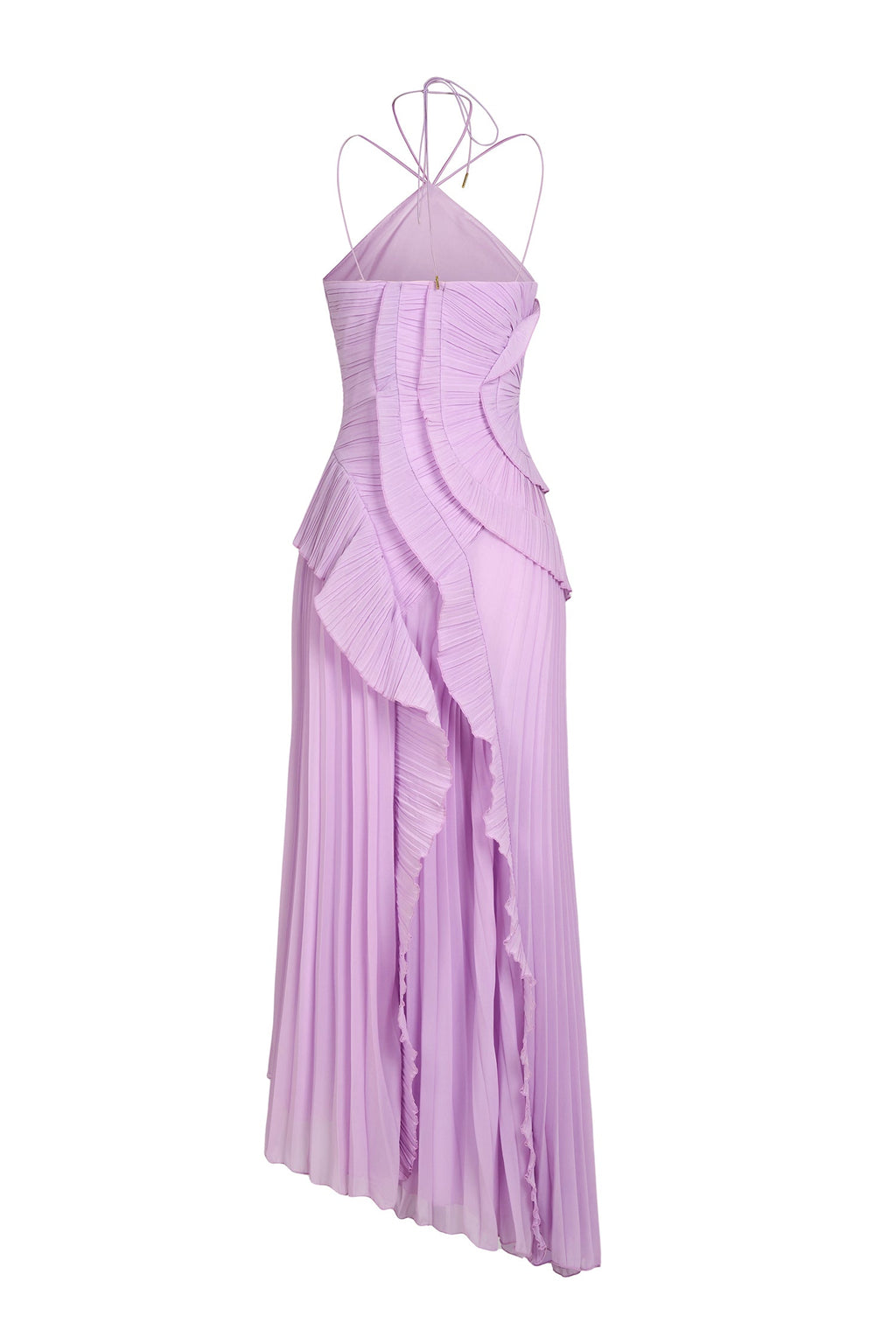 Pleated Frill Halter Midi Dress Figure-Flattering – Talia