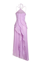 Pleated Frill Halter Midi Dress Figure-Flattering – Talia
