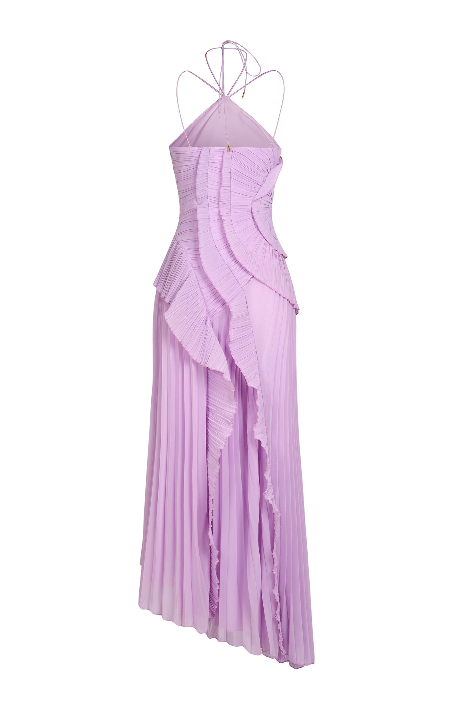 Pleated Frill Halter Midi Dress Figure-Flattering – Talia