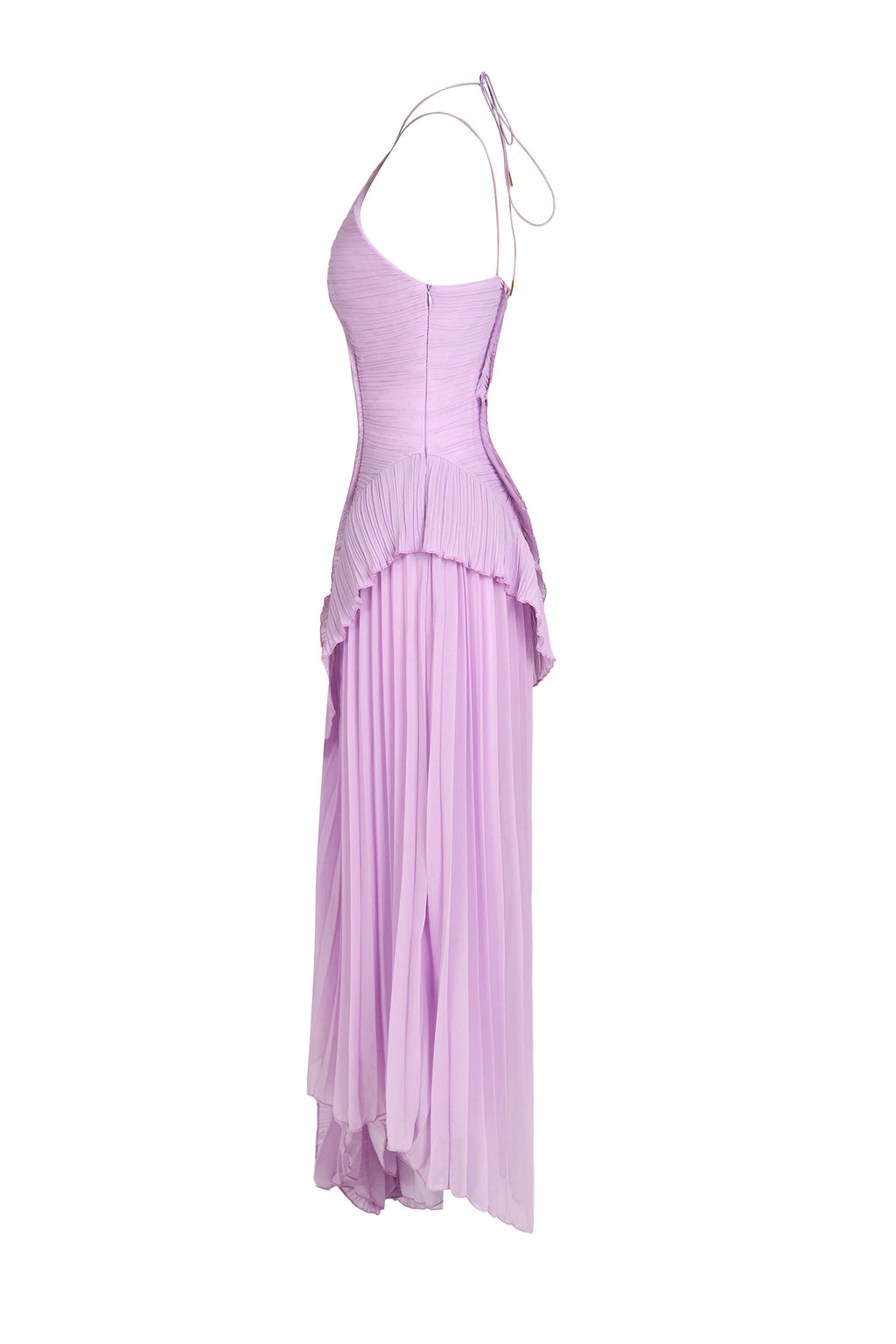 Pleated Frill Halter Midi Dress Figure-Flattering – Talia