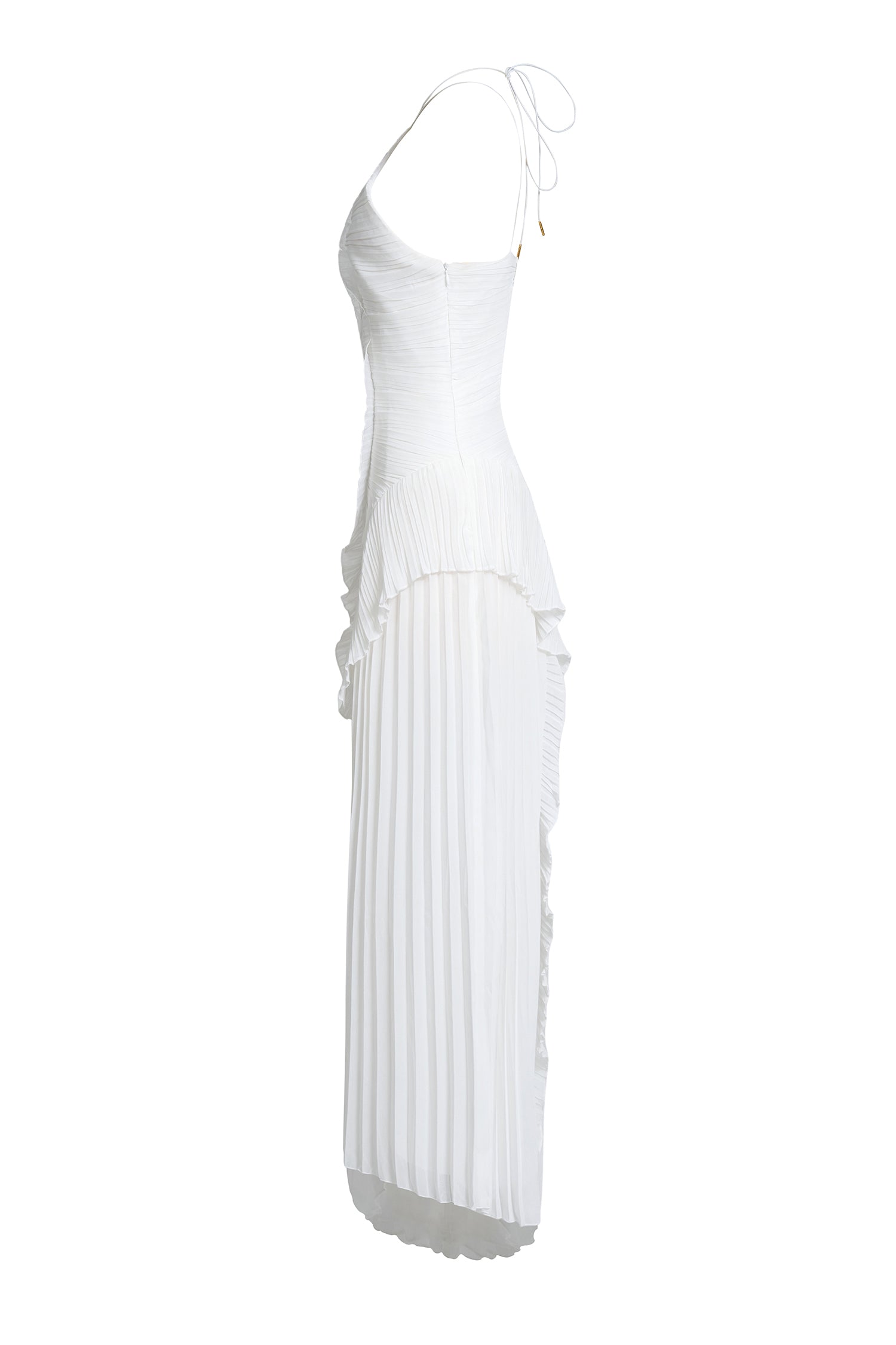 Pleated Frill Halter Midi Dress Figure-Flattering – Talia